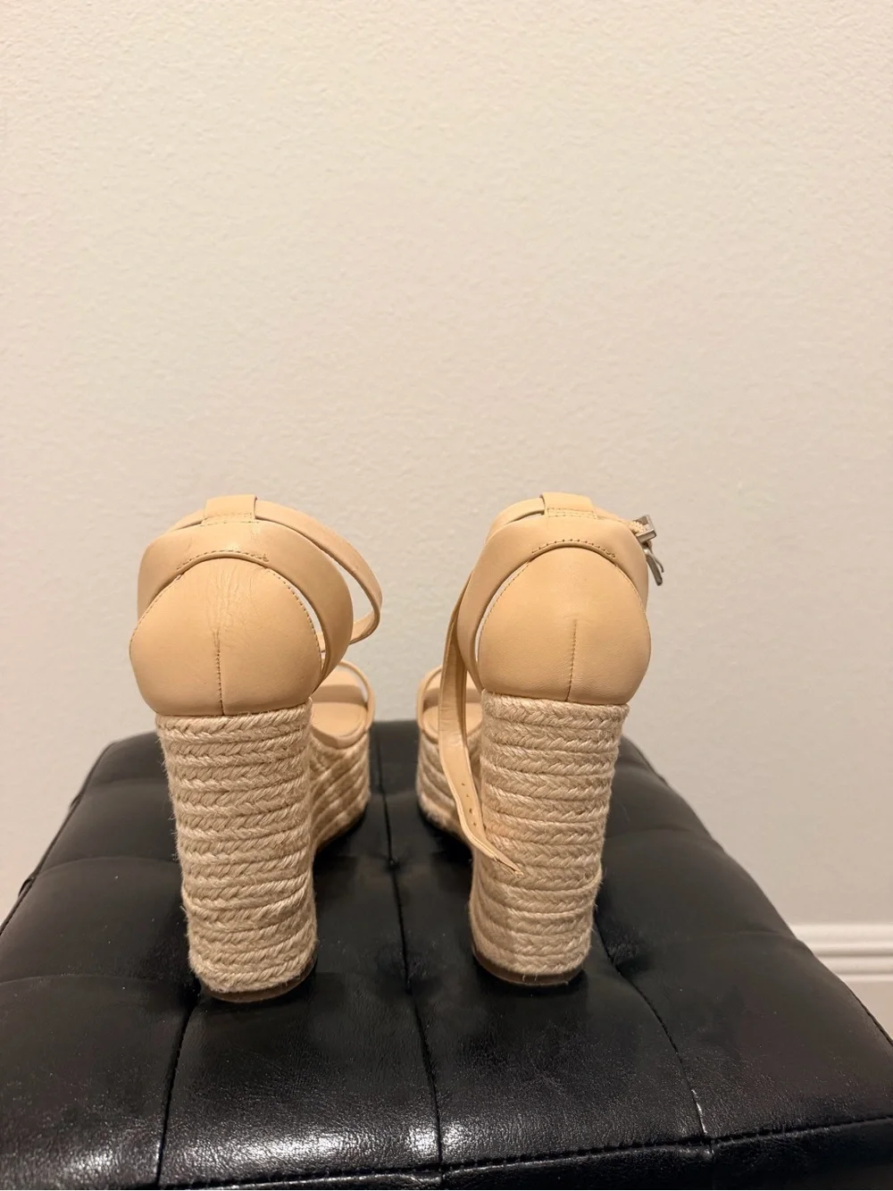 Gianni Bini Nude Beige Platform Espadrille Sandals with Ankle Strap